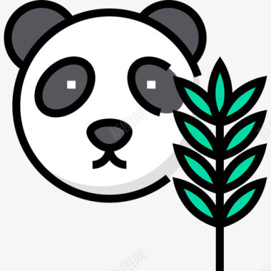 熊猫中国18号线形颜色图标图标