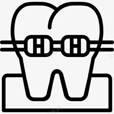 牙套牙科3线性图标图标