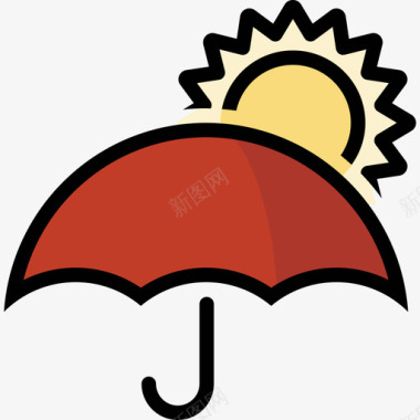 太阳伞82号天气线形颜色图标图标