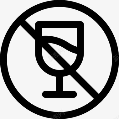 禁止饮酒信号和禁令直截了当图标图标