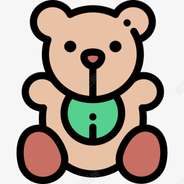 泰迪熊圣诞玩具4线性颜色图标图标
