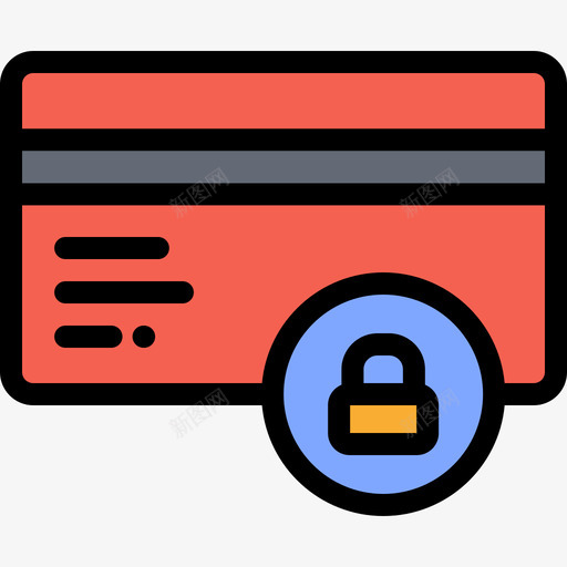 信用卡数据保护线性颜色图标svg_新图网 https://ixintu.com 信用卡 数据保护 线性颜色