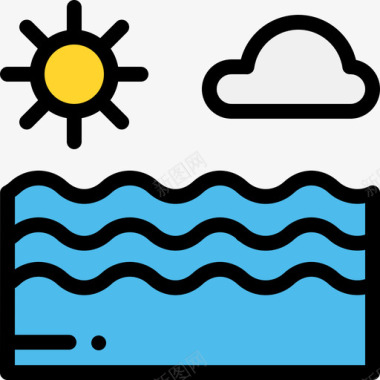 海洋巴西狂欢节8线性颜色图标图标