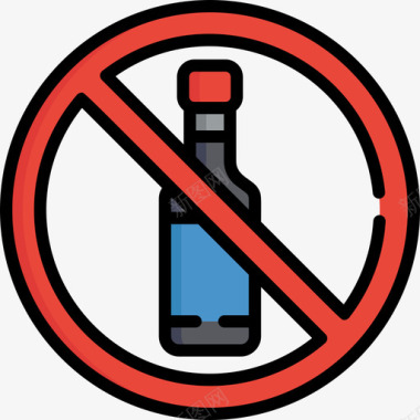 不喝酒信号3线性颜色图标图标