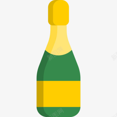 香槟食物和饮料11平的图标图标