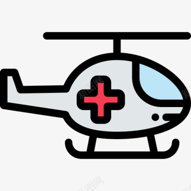直升机紧急情况线性颜色图标图标