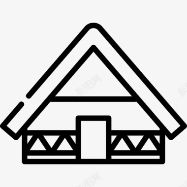 小屋房屋类型3线性图标图标