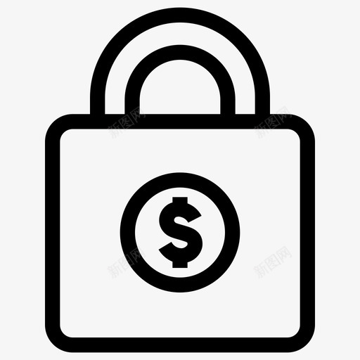 安全货币锁图标svg_新图网 https://ixintu.com 安全 支付 货币 银行和金融概述 锁