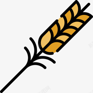 小麦感恩节19线形颜色图标图标