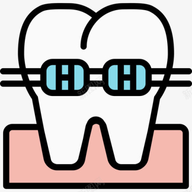 牙套牙科学2线性颜色图标图标