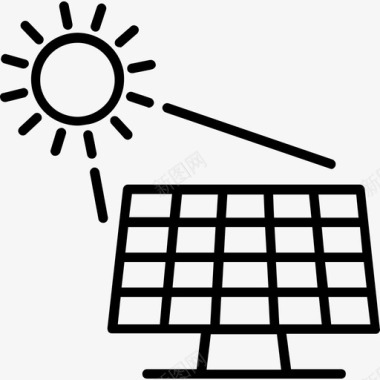 太阳能电池板绿色能源线性图标图标