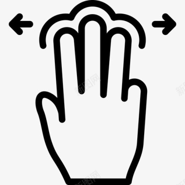三个手指水平拖动触摸手势轮廓v2图标图标