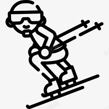滑雪冬季运动12直线图标图标