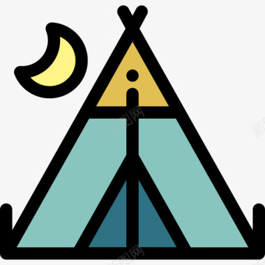 帐篷乡村2线性颜色图标图标