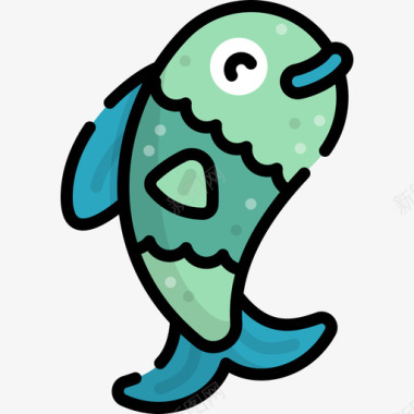 鱼嘉年华6线性颜色图标图标