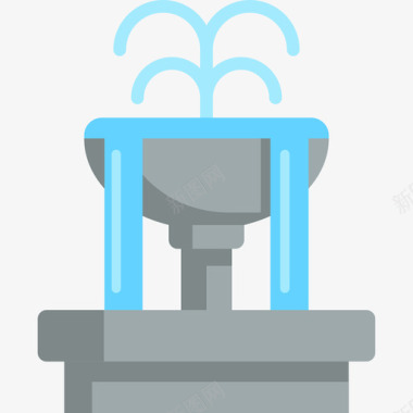 喷泉旅行场所表情符号2平面图标图标