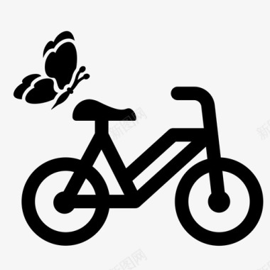 自行车蝴蝶爱情图标图标