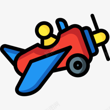 飞机玩具12线性颜色图标图标