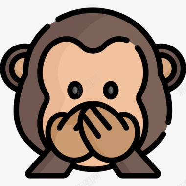 猴子whatsapp笑脸2线性颜色图标图标
