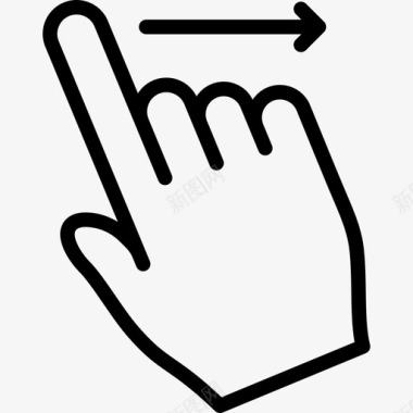一个手指向右滑动触摸手势轮廓v2图标图标