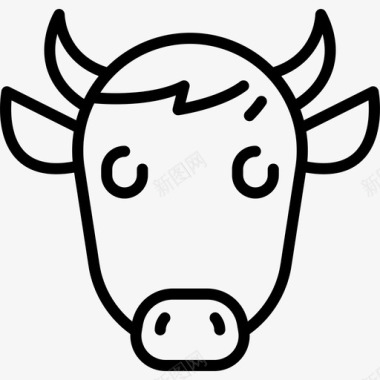 牛动物和自然3直系图标图标