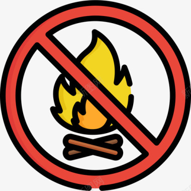 禁止开火信号3线性颜色图标图标