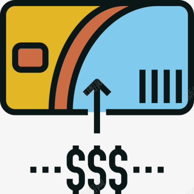 信用卡旅游交通4线性彩色图标图标