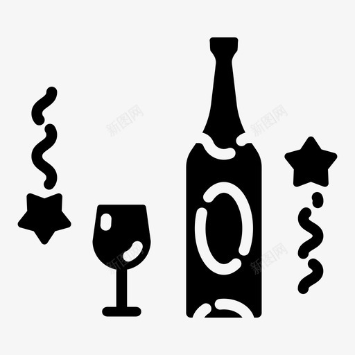 香槟酒庆祝图标svg_新图网 https://ixintu.com 庆祝 烤面包 聚会 葡萄酒 酒 香槟