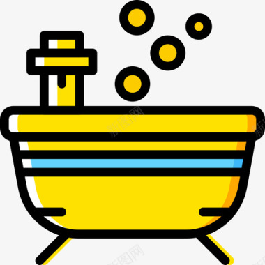 浴缸水疗瑜伽黄色图标图标