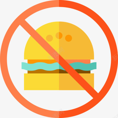不吃快餐禁止信号平淡图标图标
