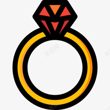 戒指54号婚礼线性颜色图标图标
