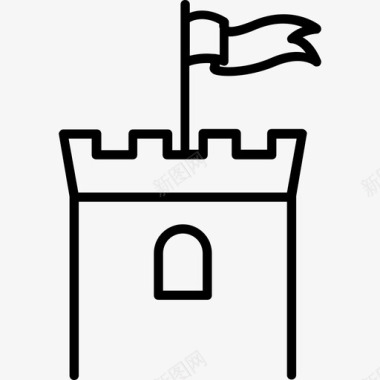 城堡中世纪7线性图标图标