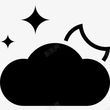 多云的夜晚81号天气固体图标图标