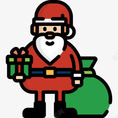 圣诞老人圣诞106线性颜色图标图标