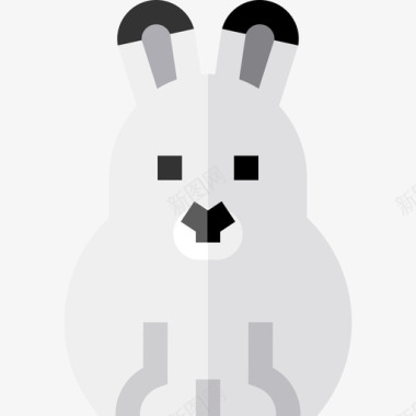 野兔冬季自然5平坦图标图标