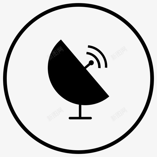 卫星天线广播图标svg_新图网 https://ixintu.com 信号 卫星 天线 广播 无线电 通信 通信设备黑色填充圆圈