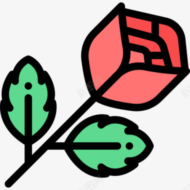 玫瑰摇滚乐4线性颜色图标图标