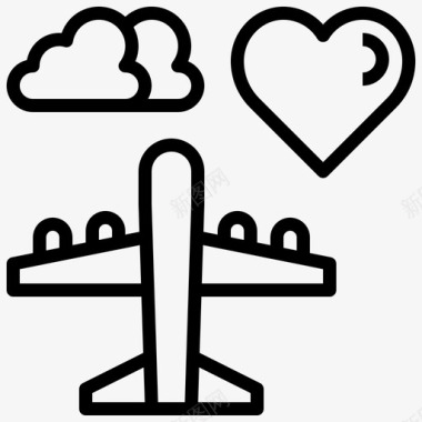 蜜月心脏飞机图标图标