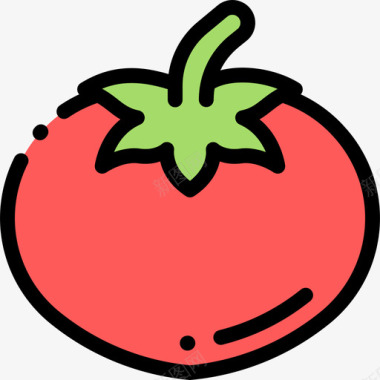 番茄水果和蔬菜6线形颜色图标图标
