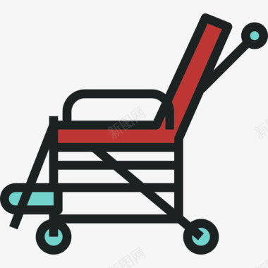 轮椅救援4线性颜色图标图标
