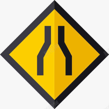 狭窄交通标志4平坦图标图标