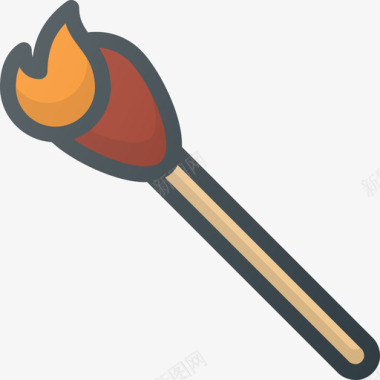 火柴烧烤3线性颜色图标图标