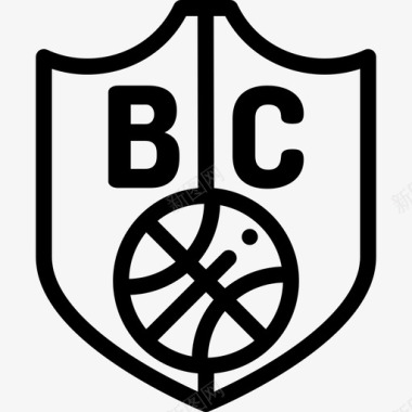 徽章篮球二队直线型图标图标