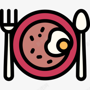 炒饭亚洲餐厅线性颜色图标图标