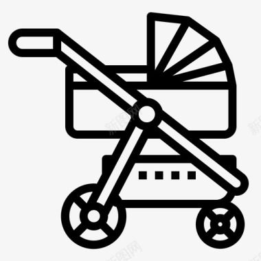 婴儿推车婴儿车婴儿轮廓图标图标