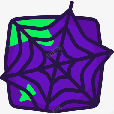 蜘蛛网万圣节57线性颜色图标图标