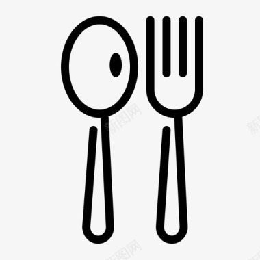 勺子和叉子厨师厨房图标图标