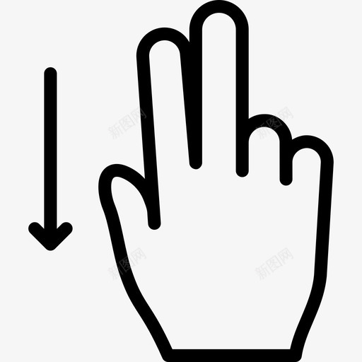 两个手指向下滑动触摸手势轮廓v2图标svg_新图网 https://ixintu.com 两个手指向下滑动 触摸手势轮廓v2