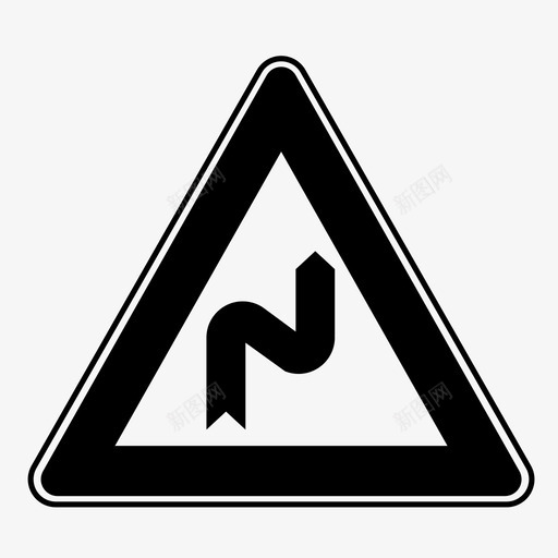 双弯右路标图标svg_新图网 https://ixintu.com 双弯 右 意大利路标和信号 警告 路标 转弯
