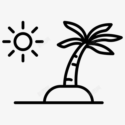 岛棕榈树阳光图标svg_新图网 https://ixintu.com 岛 旅游轮廓 棕榈树 热带 阳光